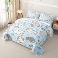 thumbnail image 3 of Manfei Cute Pet Quilt Full, Cartoon Cat Theme Full Bedspread Sets, Light Blue, 3pcs, 1 Coverlet and 2 Pillowcases, 3 of 7