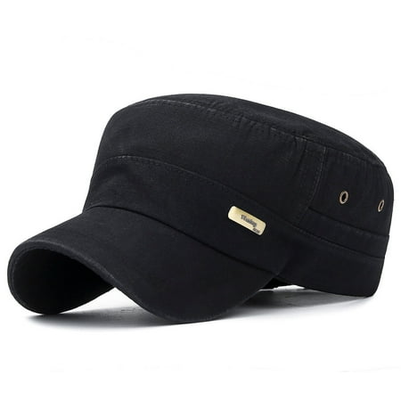 IDALL Trucker Hat Baseball Cap Unisex Military Style Flat Cap Vintage Baseball Cap Sport Sun Hat Golf Hat Hats for Women Black