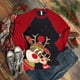 thumbnail image 2 of Moda mujer Navidad cuello redondo manga larga Patchwork impresión camiseta Casual blusa Tops Pompotops gfhjh4547, 2 of 6