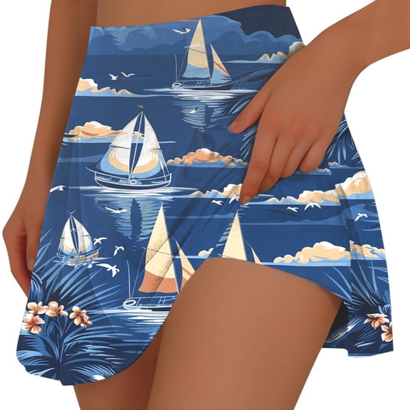Vetsdori Hawaiian Skorts for Women Casual Summer Shorts Tennis Graphic,Yoga Womens Skirts Workout