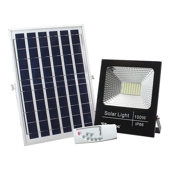 Reflector Led Santul Panel Solar Recargable Exterior Control Remoto 100w Solar