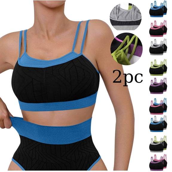 Agkizg Plus Size Sports Cami Stretchy Breathable Fabric Active Wear Sports Bra Tank Top,2-Pack (Women's or Women's Plus)