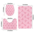Bathroom Rugs Sets 3 Piece Pink Bows Non Slip Washable Bath Mats, U