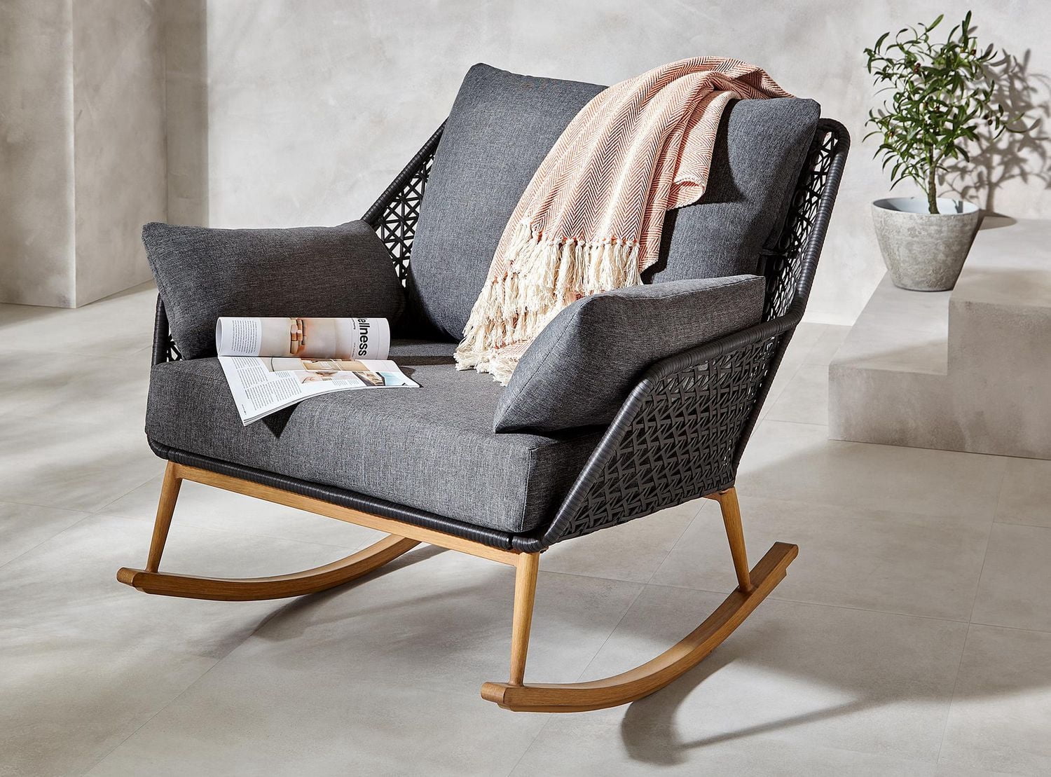 HOMETRENDS Sienna Patio Cuddle Rocking Chair - Grey - Walmart.ca