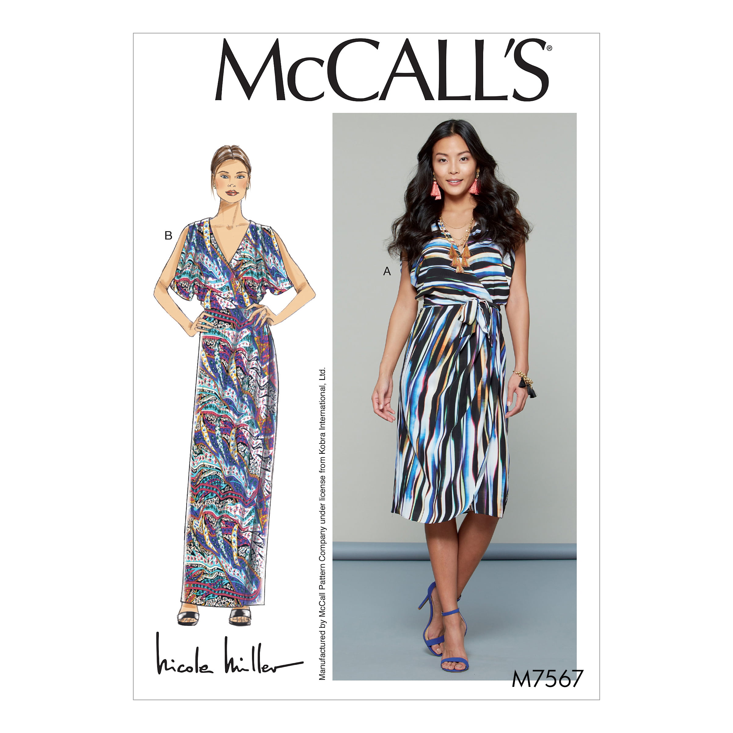 McCall's Sewing Pattern Misses' Wrap-Style Dresses and Belt-L-XL-XXL ...