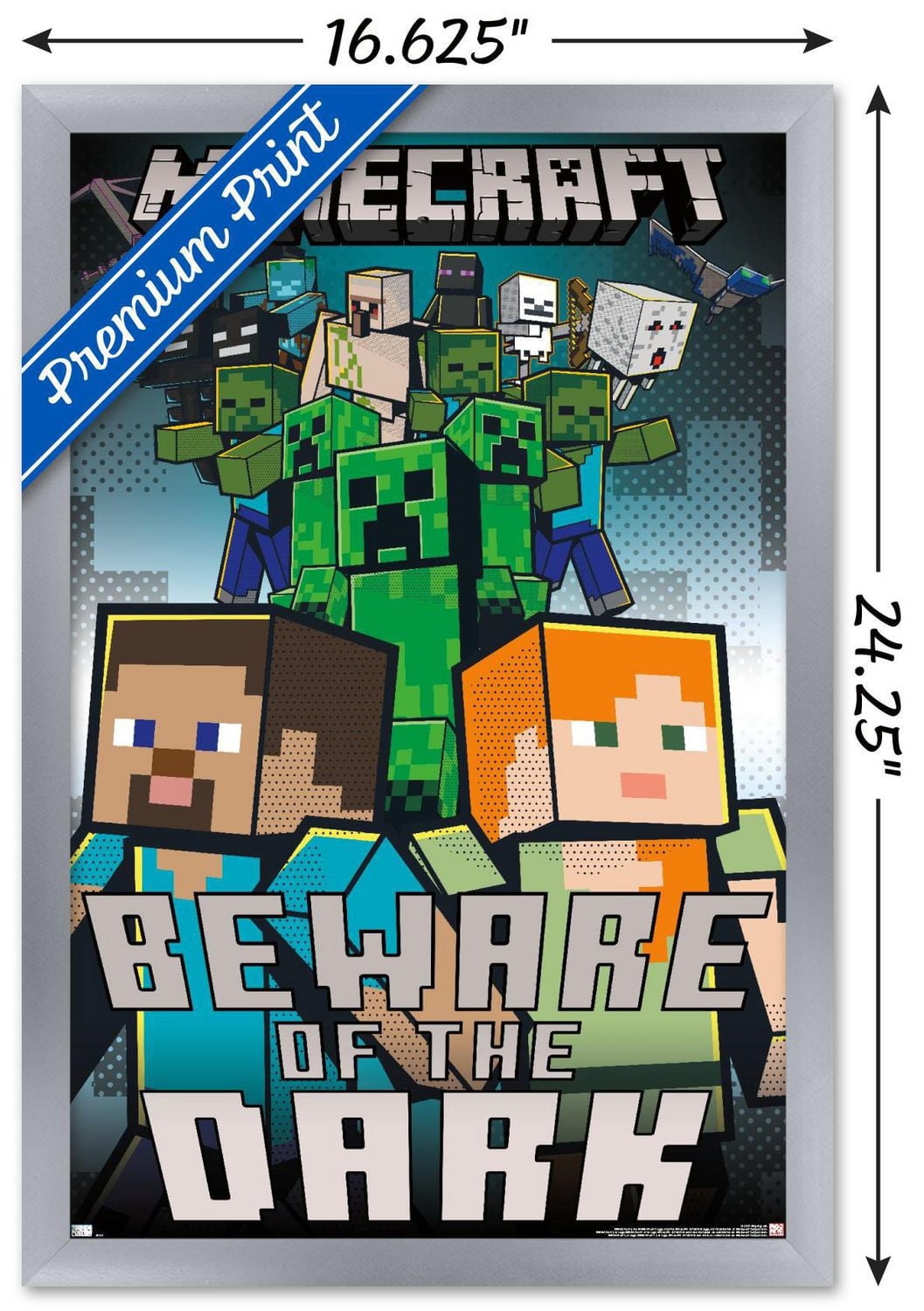 Minecraft - Beware Of The Dark Wall Poster with Magnetic Frame, 22.375" x 34"
