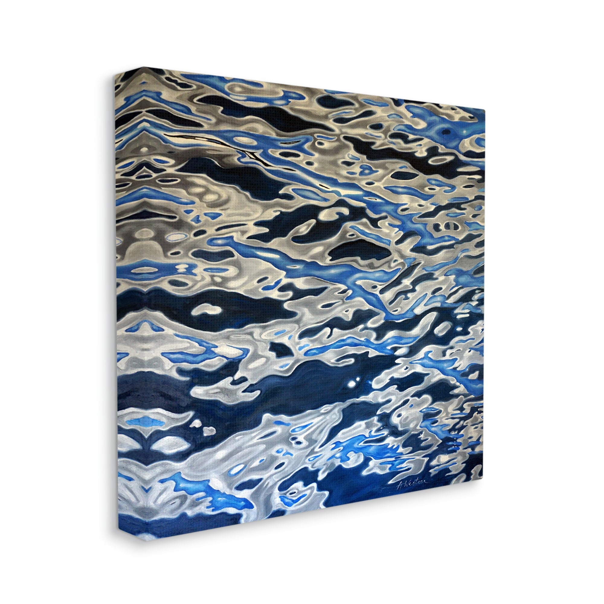 Stupell Industries Abstract Water Waves Ripples Modern Deep Sea Graphic Art Gallery Wrapped Canvas Print Wall Art, Design by Alan Weston