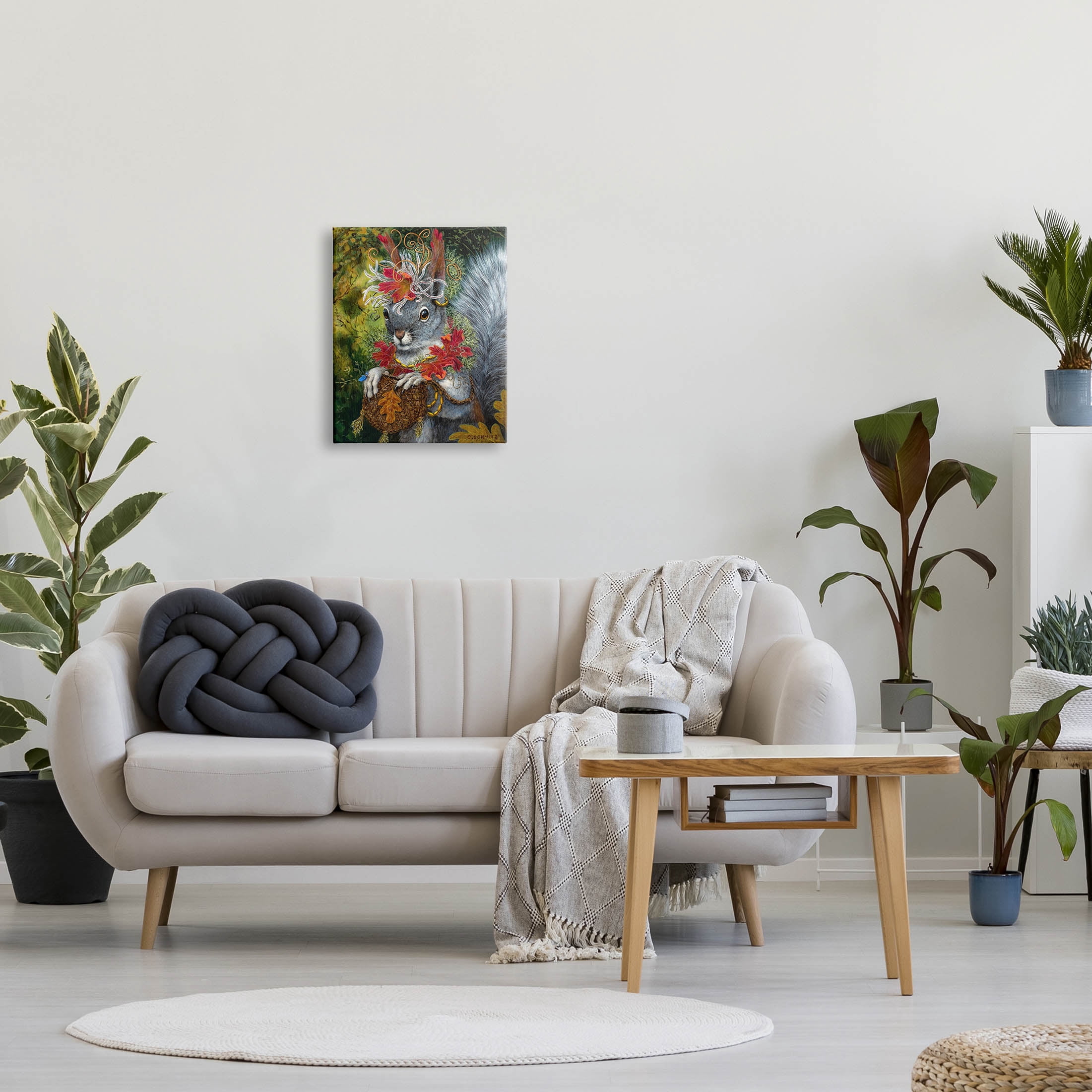 Stupell Industries Wildlife Botanical Squirrel Painting Gallery Wrapped Canvas Print Wall Art, Design by Carolyn Schmitz