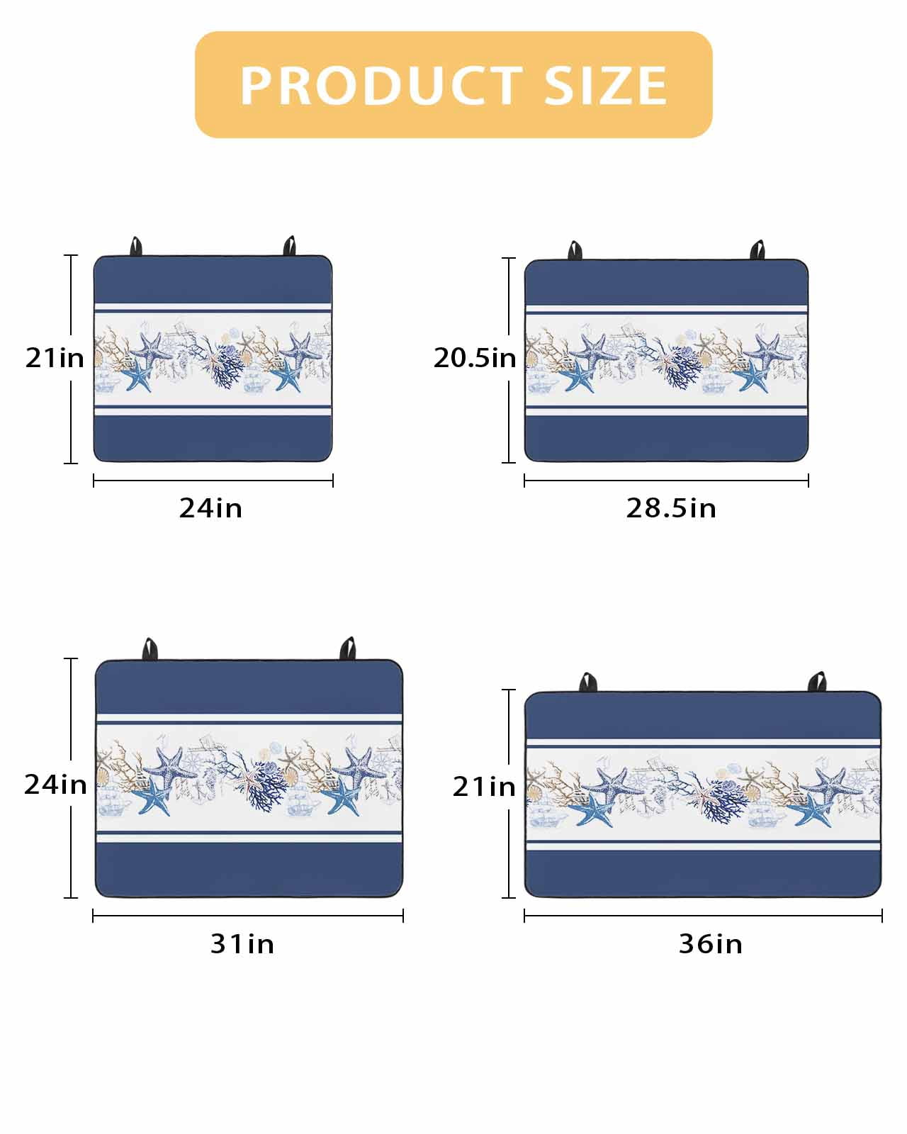 nqOlkjepod Large Induction Cooktop Protector Mat 28.5"x20.5", Navy Blue Coastal Stove Top Covers for Electric Stove, Summer Beach Starfish Coral Striped Stove Burner Cover Mats Stove Cover