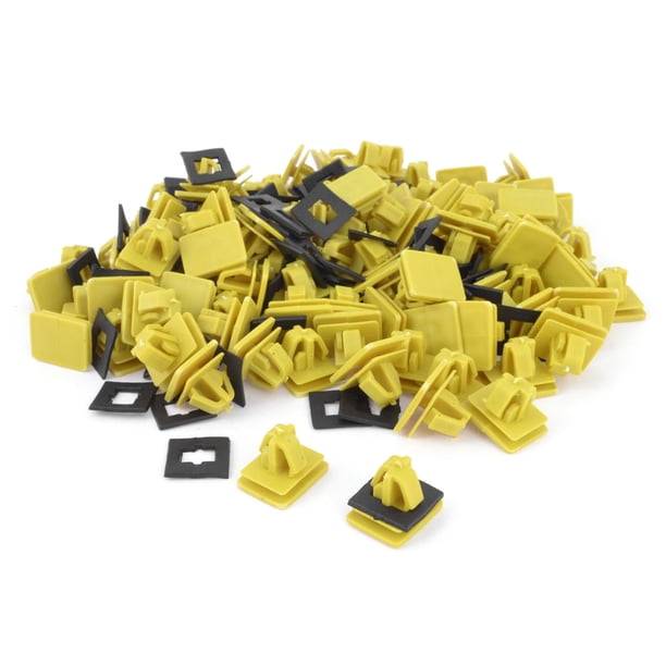 100 x Presión Amarillo Plástico Remaches Tornillo Clip Parachoques para Coche Auto