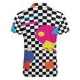 thumbnail image 5 of Retro Classic 1980s Shapes On Black And White Check Men Zipper T-shirt Summer Casual Short Sleeve T-shirt Top, 5 of 7