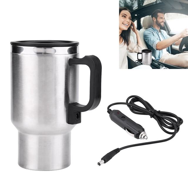 Taza Calcefactora para Coche, 12 V, 450 ml, Hervidoros Eléctricos para Coche, Taza Califactora de Viaje Con Calefacida de Acero Conxidable Conpa AntiderRames, Calentador de