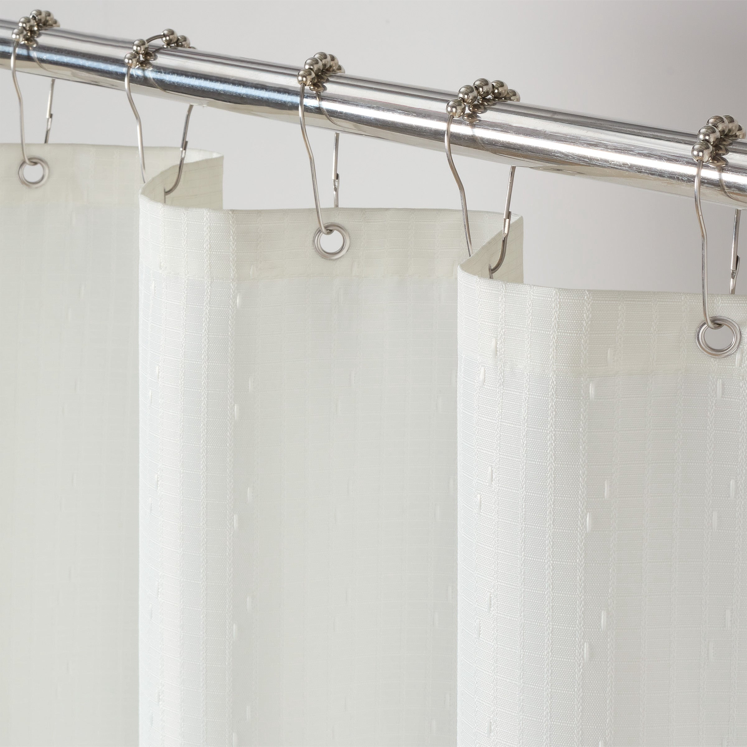 Host & Home Shower Curtain Set (Bulk Case of 12) - 72x72, Raindrop Pattern, Bright White