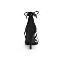 thumbnail image 3 of BLISSFUL STEP Chaussures pour Femmes Sandales à Talon Aiguille Haut à Bride Cheville à Nouer Bout Ouvert en Faux Suède Noir 5, 3 of 8