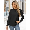 thumbnail image 4 of Waffle Knit Shirts for Women Black L, 4 of 8