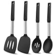 thumbnail image 1 of Xiao Hua Juego de 4 espátulas de silicona para cocinar, juego de utensilios de cocina de silicona resistentes al calor, espátula de cocina antiadherente, color negro, 1 of 5