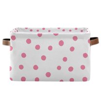 Yayeee Canvas Storage Basket with Handles for Shelves Fabric Bins Closet Organizer, Pink Polka Dots