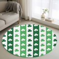 thumbnail image 2 of Area Rug 36in, Green White Shamrock Stripe Floor Carpet Living Room Rug, St. Patrick Trileaf Grass Line Non-Slip Welcome Mat Indoor Rugs for Bedroom Dining Room, 2 of 9