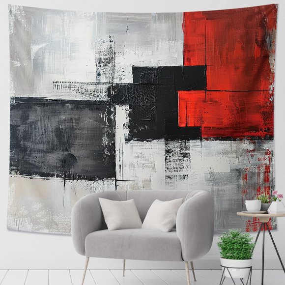 Generic Texture Tapestry Oil Painting Painting Patterned Abstract Aesthetic Artwork Black Red Polyester Backdrop Decorative Ceiling Headboard Bedroom Couch Club Tapestry One Piece 60x50 Inch