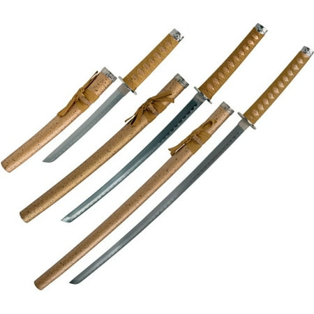 Whetstone Golden Dragon Samurai Sword, Set of 3 with Stand
