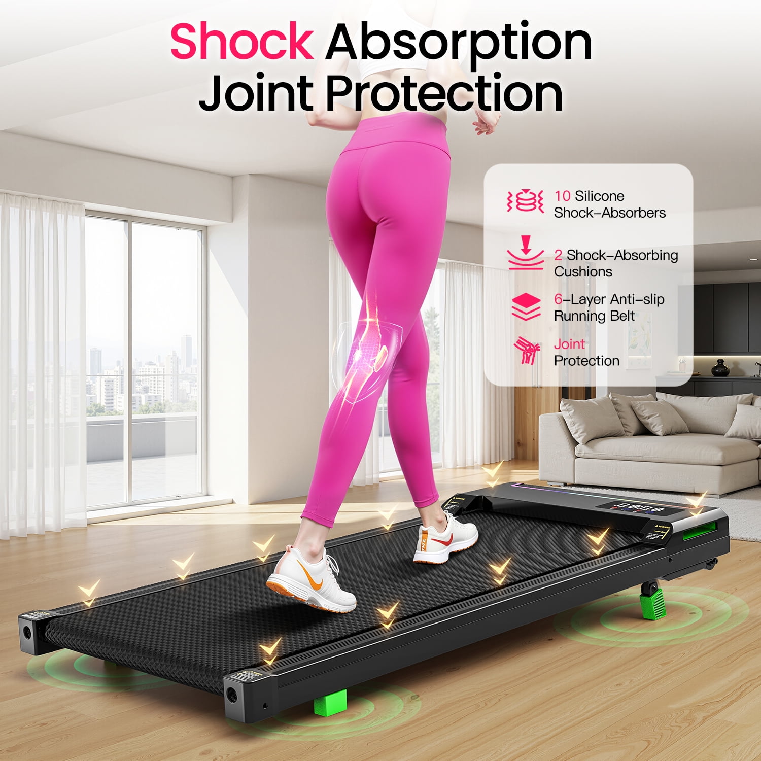 2 in 1 Walking Pad, 2.5HP Under Desk Treadmill, Brushless Motor ,0.6-4 MPH Speed Range, Portable Running Walking Machine