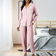thumbnail image 2 of WTXUE Women's Satin Pajama Set, Long Sleeve Button Down Top with Ankle-Length Pants, Soft Silky Loungewear, Trendy Comfortable Sleepwear Oversized Nightwear Light Pink L, 2 of 9