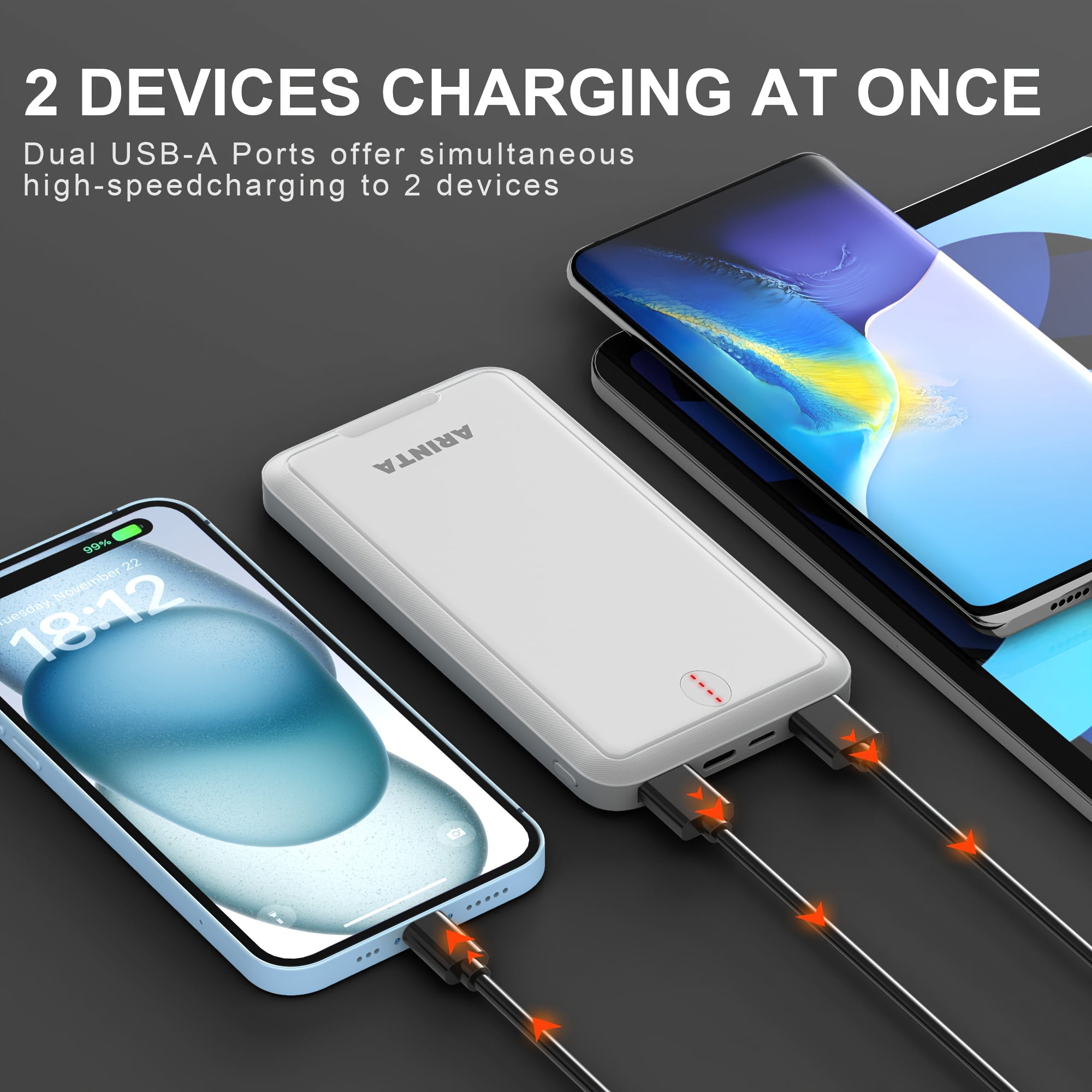 Power Bank Portable Charger 10000mAh 5V 2A Battery Pack Back Up Battery for Smartphones, Tablets, Smartwatches, Heated Clothes., Etc. Gifts for Men Women