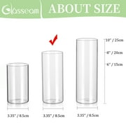 Glasseam 3.3x8 Inch Glass Cylinder Vases Set of 6 Clear Floating Pillar Candle Vase in Bulk for Centerpieces