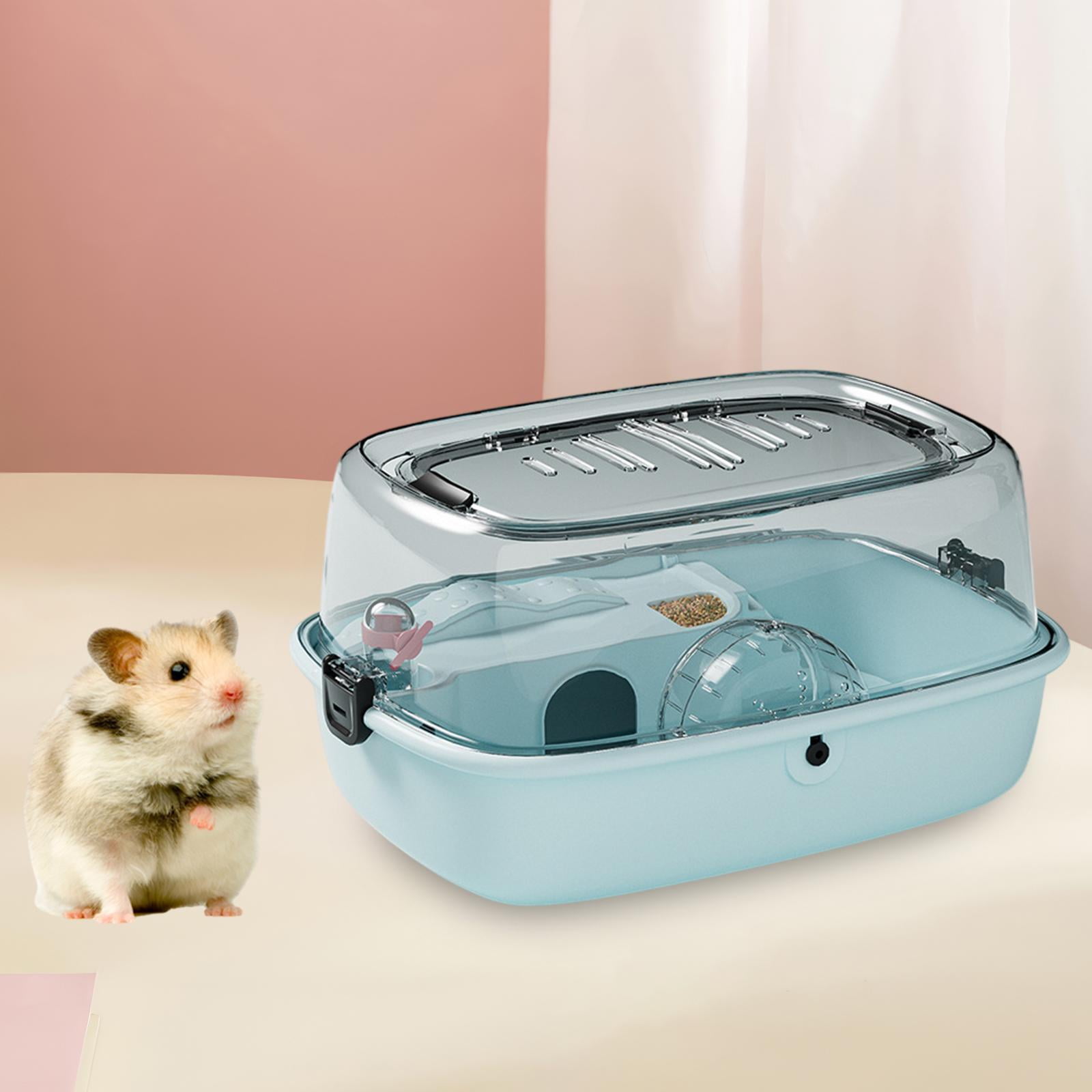 balikha Large Hamster Cage House with An Apparent Top, Transparent, Portable, Small Animal Cage Hamster Habitat for Mice Sugar Glider blue