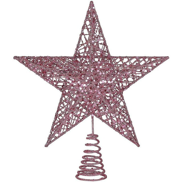 Adorno de estrella de hierro para árbol de Navidad, adornos brillantes para decoración de árbol de Navidad