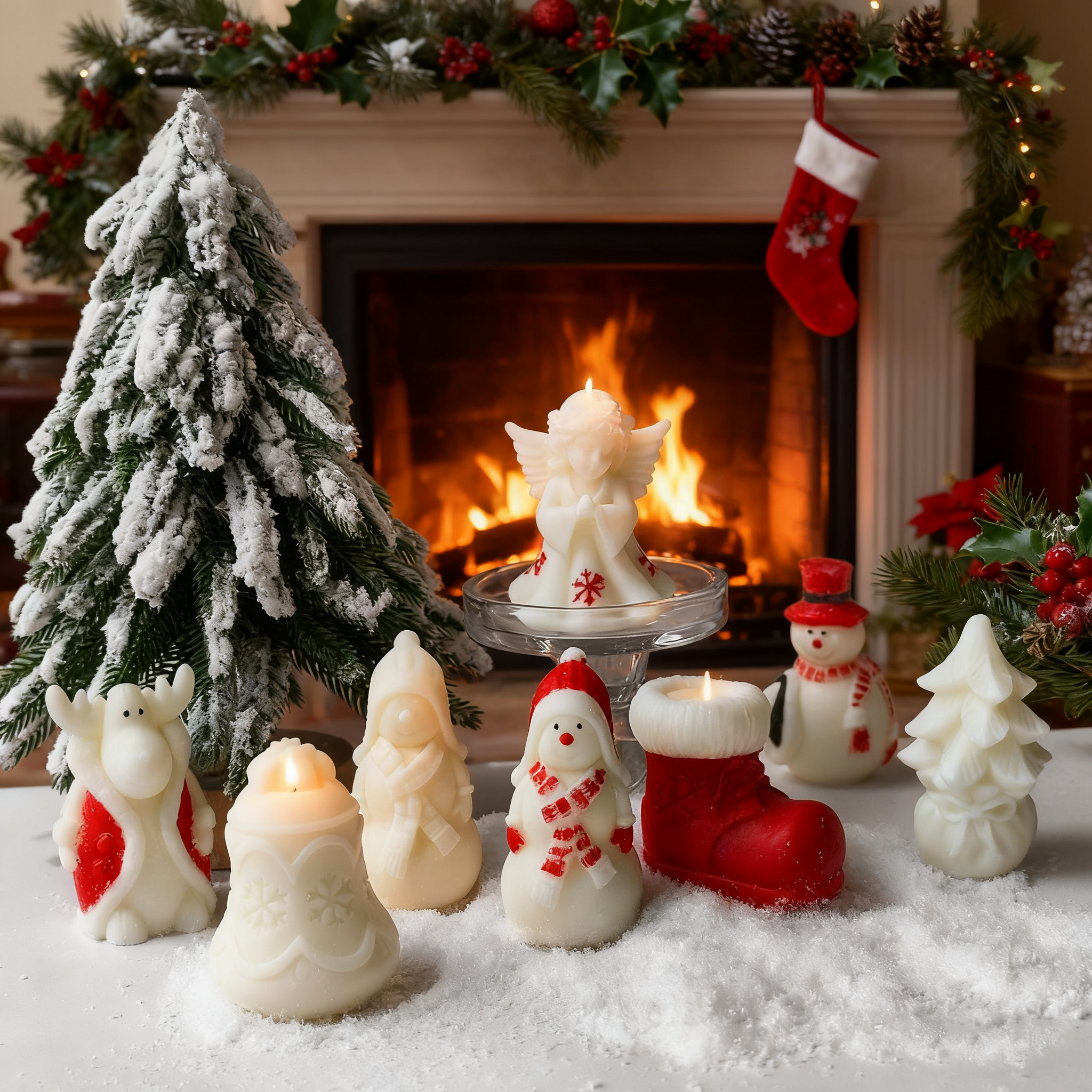 3D Christmas Scented Candle Decorations Silicone Molds DIY Christmas Eight-Piece Set Plaster Molds for Home Decoration
