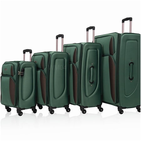 4-Piece Expandable Softside Luggage Set Dark Green - Lightweight Travel Suitcases with Extra Capacity