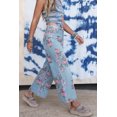 thumbnail image 5 of Sky Blue Floral Print Bootcut Jeans for Women – Casual All-Season Denim with Natural Waist, 16, 5 of 12