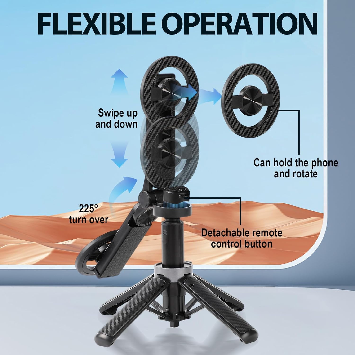 Magnetic Pocket Selfie Stick, 2026 New 4-in-1 Multifunctional 360° Rotation Magnetic Selfie Stick with Wireless Remote Control, Extendable Mag Tripod Phone Stand