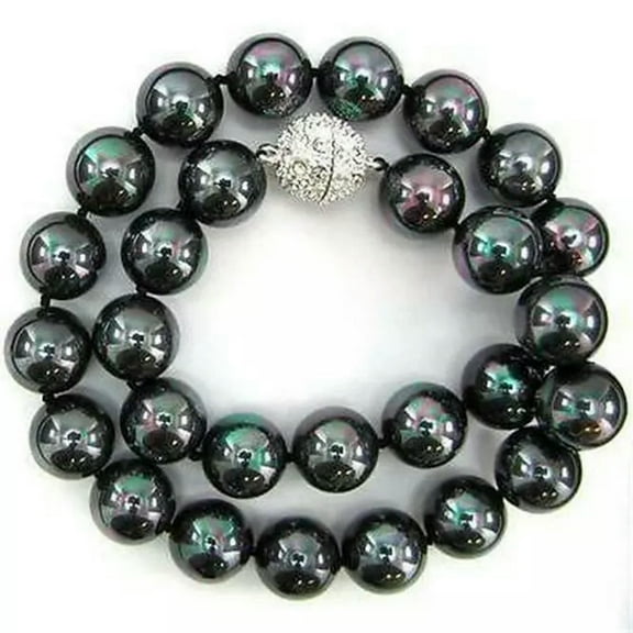 GKNET 10mm colorful black Shell Pearl Round Beads Necklace 18" AAA##HL059