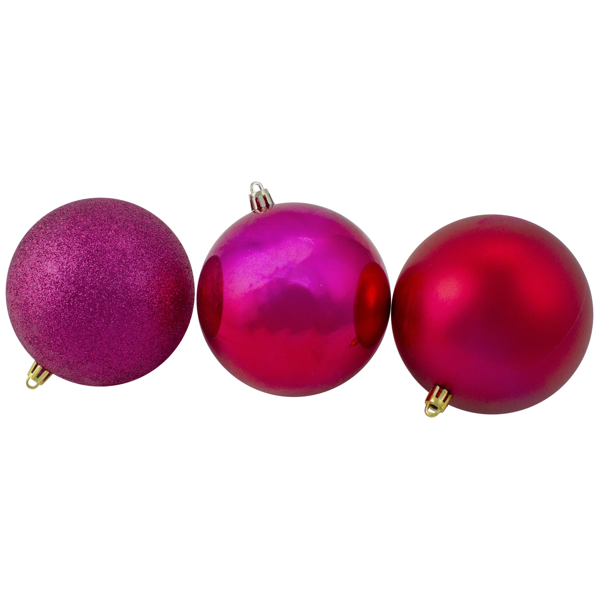 12ct Magenta Pink 4-Finish Shatterproof Christmas Ball Ornaments 4" (100mm)