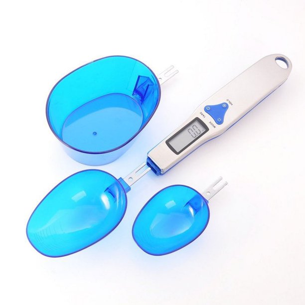 Balanza de cocina cuchara gramo cuchara medidora, 500g/0,1g azul miligramo cuchara medidora gramos taza medidora electrónica para porcionar té, harina