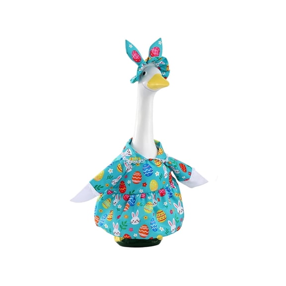 ZHUER Porch Goose Outfits with Dress & Bonnet for 23 Inch /Cement Goose Statue Outfits, Perfer for Decation Easter Outdoor Spring Goose Statue, Polyester, 1PC