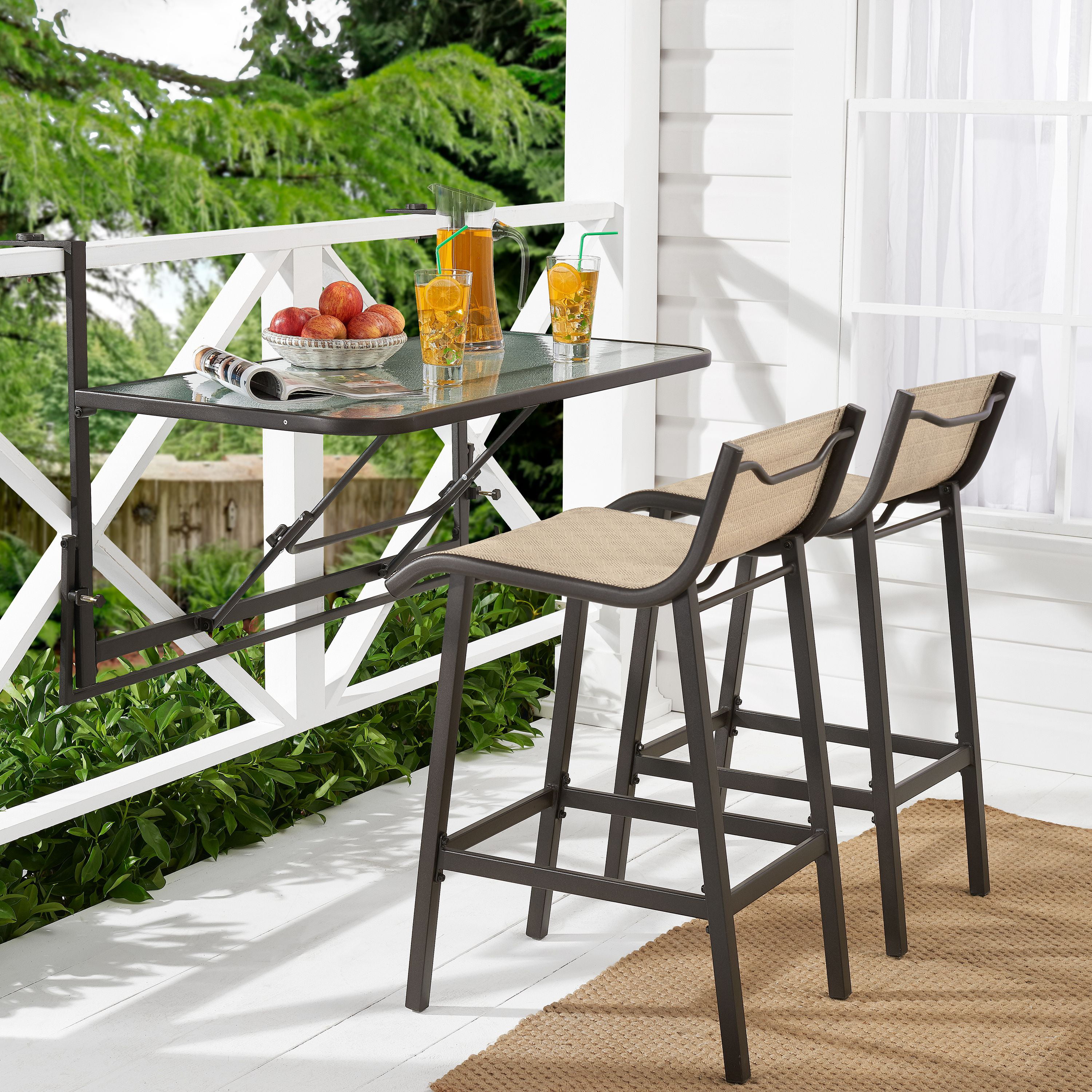 Mainstays Crowley Park 3 Piece Outdoor, Outdoor Bar Top Table And Chairs