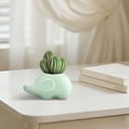 thumbnail image 4 of Cute Animal Shaped Ceramic Small Flower Vase, Light Green Mini Cartoon Animal Plant Pot, Desktop Decor Succulent & Hydroponic Planter, Tiny Cartoon Creature Floral Arrangement Container, 4 of 6