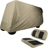Classic Accessories Fairway Golf Car Storage Cover, 6 Passenger, Khaki with Three Neoprene Seat Cover Sets Bundle