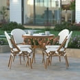 thumbnail image 3 of Emma + Oliver Indoor/Outdoor Bistro Style 31.5 in. Table with White & Gray PE Rattan, Glass Top, and Four Chairs - Natural Frame, 3 of 10