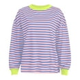 thumbnail image 4 of WEAIXIMIUNG Chandail en Molleton pour Femmes à Fermeture Éclair, Manches Longues, Col Rond, Rayé, à Blocs de Couleur, Coupe Ample Tendance, Haut Décontracté, 4 of 5