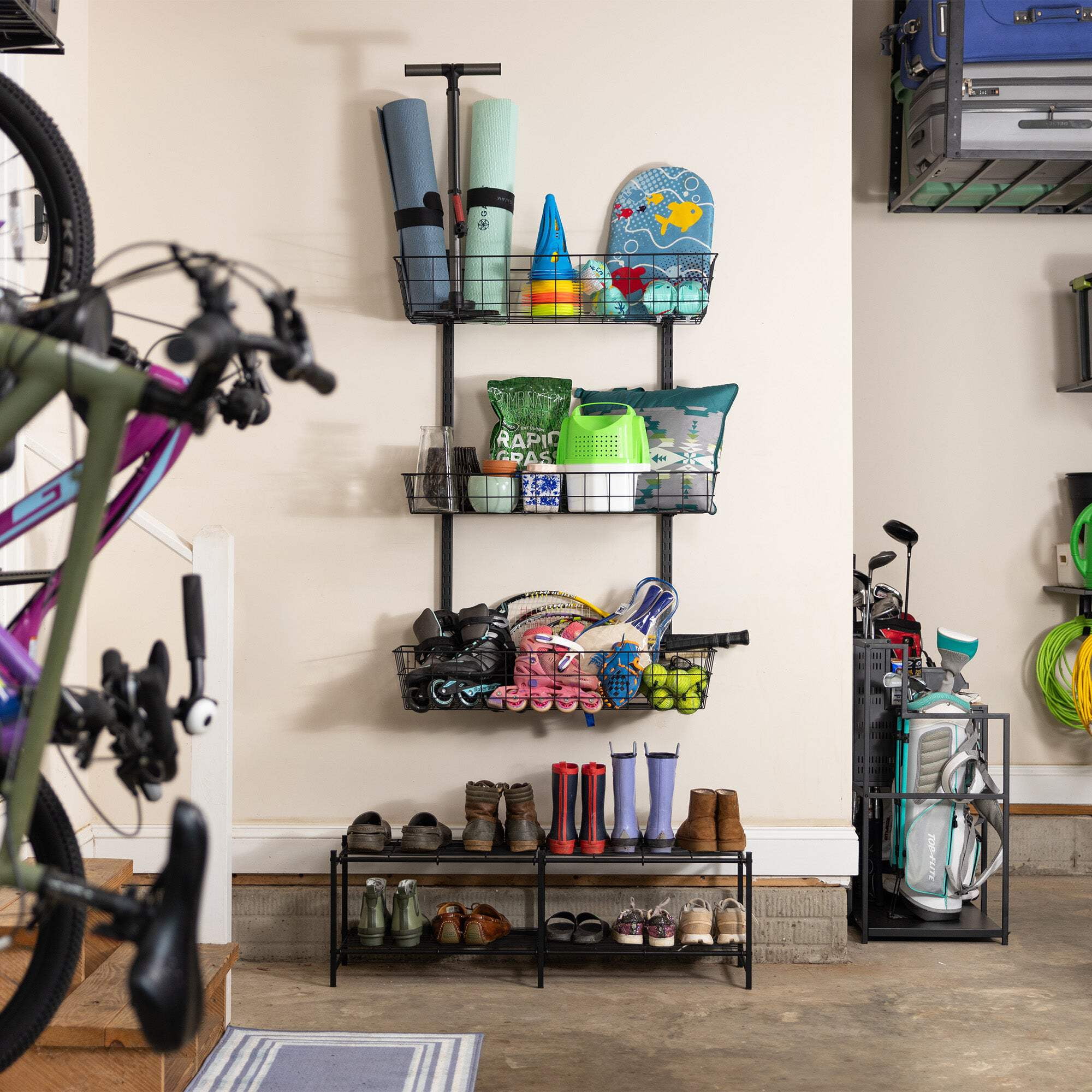 Heavy-Duty Steel Large Basket Wall Mount Bin Organizer for Garage Organization & Storage, Shelving Storage