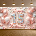 thumbnail image 5 of Decorative Design Happy Birthday Banner Balloon Decoration 15th Birthday Banner Confetti Design Colorful Theme Polyester Material for Birthday Party Milestone Celebration Teen Celebration, 5 of 7