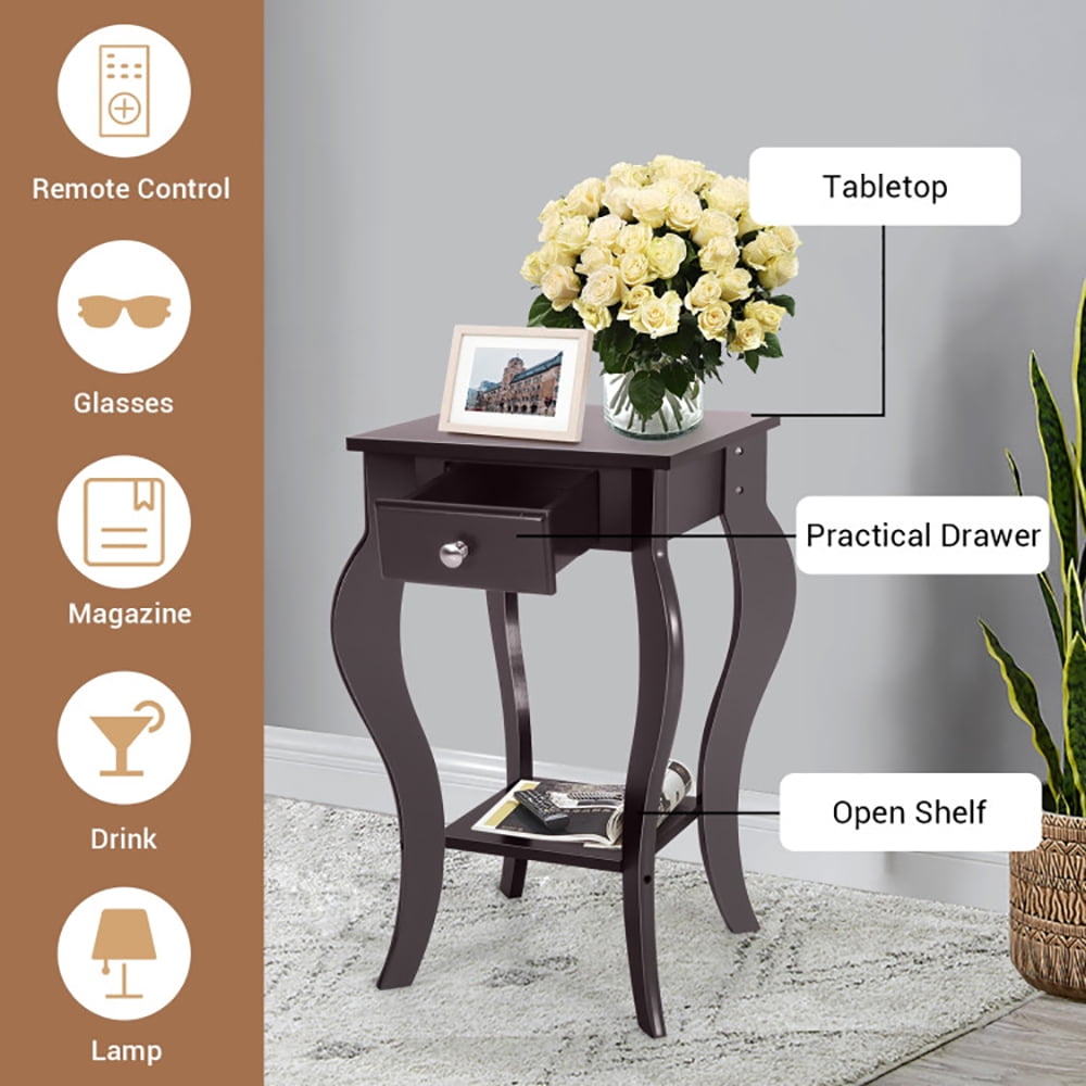 Finihen End Side Table, Set of 2 Side Table End Table Night Stand with Shelf, Sofa Couch Table, for Small Spaces, Living Room, Bedroom, Brown Finihen End Side Table, Set of 2 Side Table End Table Night Stand with Shelf, Sofa Couch Table, for Small Spaces, Living Room, Bedroom, Brown