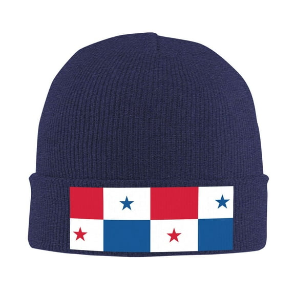 Flag Of Panama Beanie Hat Knit Hat Skull Cap for Men Women Winter Hat Navy Blue