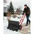 thumbnail image 4 of Snow Pusher with Wheels,Heavy Duty Double Rod Wheeled Snow Shovel with Metal Blade&Height Adjustable Handle for  Driveway, Doorway, Sidewalks, 4 of 7