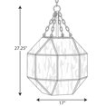 thumbnail image 4 of Mauldin Collection Three-Light Brushed Nickel Clear Seeded Glass Global Pendant Light, 4 of 5