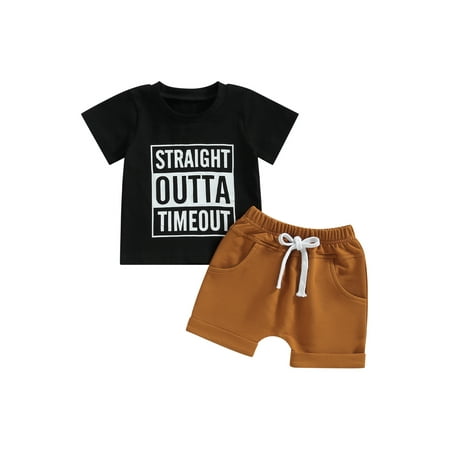 

Gwiyeopda Baby Boys 2Pcs Outfit Set Short Sleeve T-Shirt and Drawstring Shorts Infant Boy Clothes Set